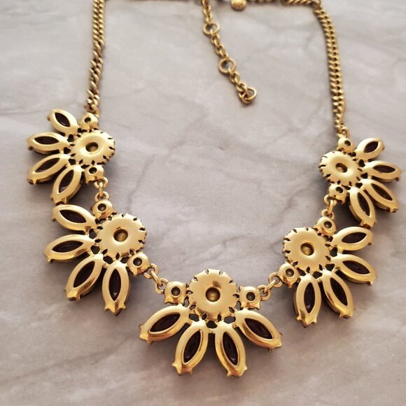 💖 J.Crew Dark Maroon Red Rhinestone Crystal Pave Fan Cluster Statement Necklace - Picture 12 of 13